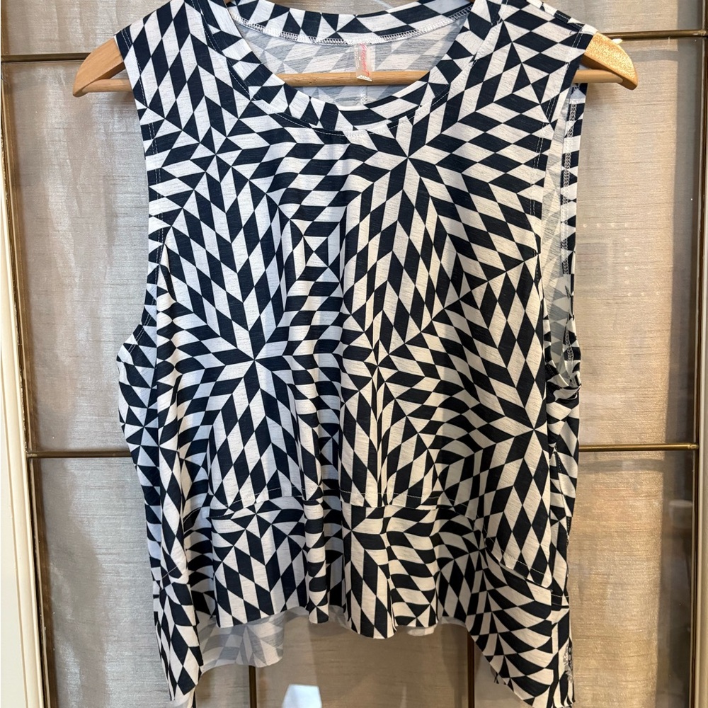 FP Movement Geometric Navy and White Sleeveless Top